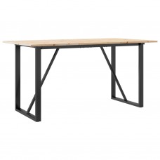 Virtuves galds, o-rāmis, 160x80x75 cm, priedes koks, čuguns