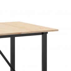 Virtuves galds, o-rāmis, 180x90x75 cm, priedes koks, čuguns