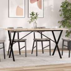 Virtuves galds, x-rāmis, 160x80x75 cm, priedes koks, čuguns