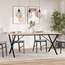 Virtuves galds, x-rāmis, 180x90x75 cm, priedes koks, čuguns