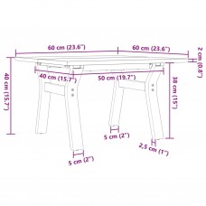 Kafijas galdiņš, y-rāmis, 60x60x40 cm, priedes koks, čuguns