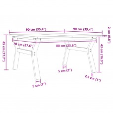 Kafijas galdiņš, y-rāmis, 90x90x45 cm, priedes koks, čuguns