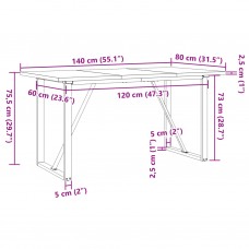 Virtuves galds, o-rāmis, 140x80x75,5 cm, priedes koks, čuguns