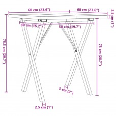 Virtuves galds, x-rāmis, 60x60x75,5 cm, priedes koks, čuguns