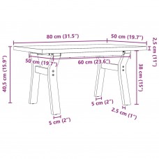 Kafijas galdiņš, y-rāmis, 80x50x40,5 cm, priedes koks, čuguns