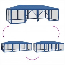 Svinību telts, ar 12 sieta sienām, 8x4 m, zila, hdpe