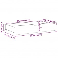 Gultas atvilktnes, 2 gab., baltas, 90x55x16 cm, priedes koks