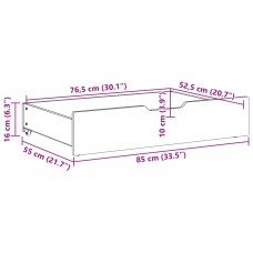 Gultas atvilktnes ar riteņiem, 2 gb., 85x55x16 cm, priedes koks