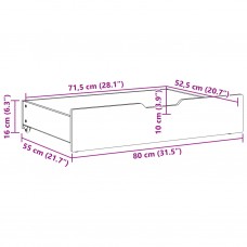 Gultas atvilktnes, 2 gab., baltas, 80x55x16 cm, priedes koks