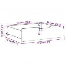 Gultas atvilktnes, 2 gab., baltas, 65x55x16 cm, priedes koks