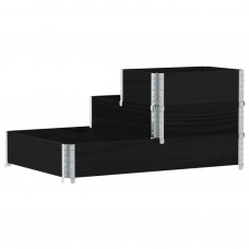 3-līmeņu puķu kaste, melna, 120x80 cm, priedes masīvkoks