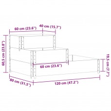 3-līmeņu puķu kaste, melna, 120x80 cm, priedes masīvkoks
