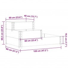 3-līmeņu puķu kaste, brūna, 120x80 cm, priedes masīvkoks