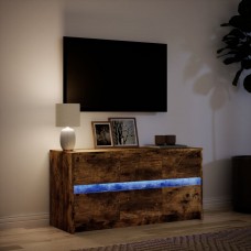 Tv skapītis ar led, koka krāsa, 100x34x50 cm, inženierijas koks