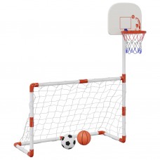 Bērnu futbola un basketbola komplekts ar bumbām 98x50x70 cm