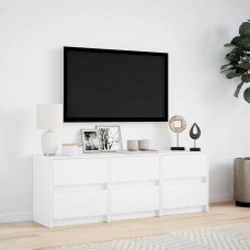 Tv skapītis ar led, balts, 140x34x50 cm, inženierijas koks