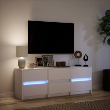 Tv skapītis ar led, balts, 140x34x50 cm, inženierijas koks