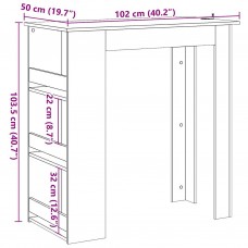 Bāra galds ar plauktu, koka krāsa, 102x50x103,5 cm