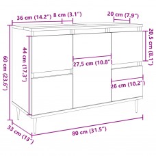 Vannasistabas skapītis koka krāsa 80x33x60 cm inženierijas koks