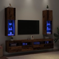 Tv skapīši ar led, 2 gab., veca koka, 30,5x30x102 cm