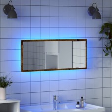 Vannasistabas spogulis ar led, veca koka, 100x8,5x37 cm, koks