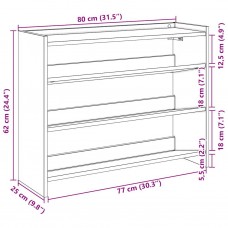 Apavu plaukts, melns, 80x25x61,5 cm, inženierijas koks