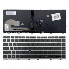 Tastatūra HP: EliteBook 840 G5 846 G5 745 G5 (sudraba, ar apgaismojumu)